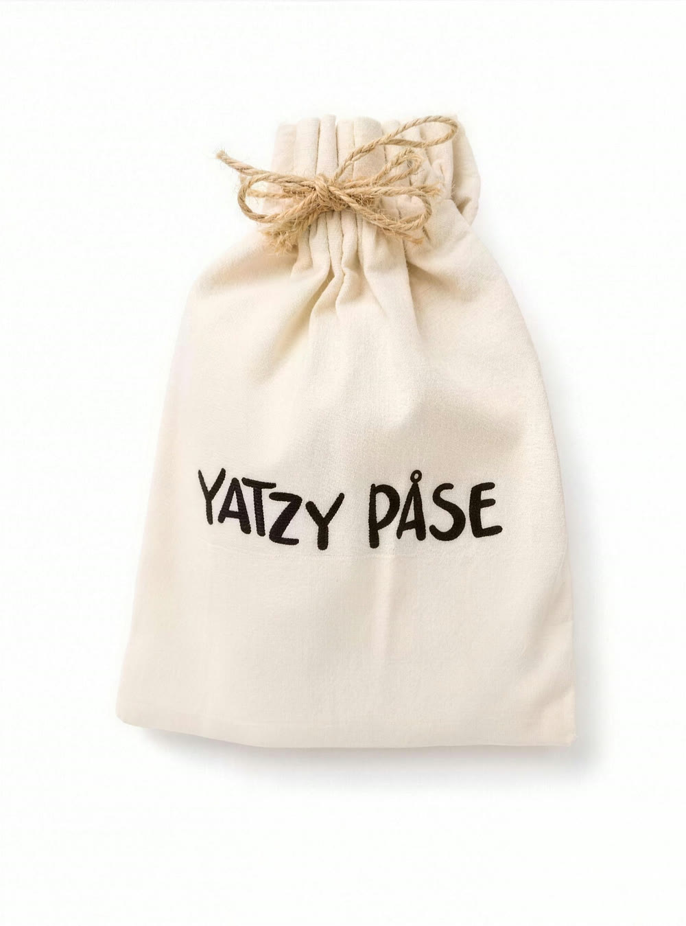 Tygpåse i natur med texten Yatzy Påse